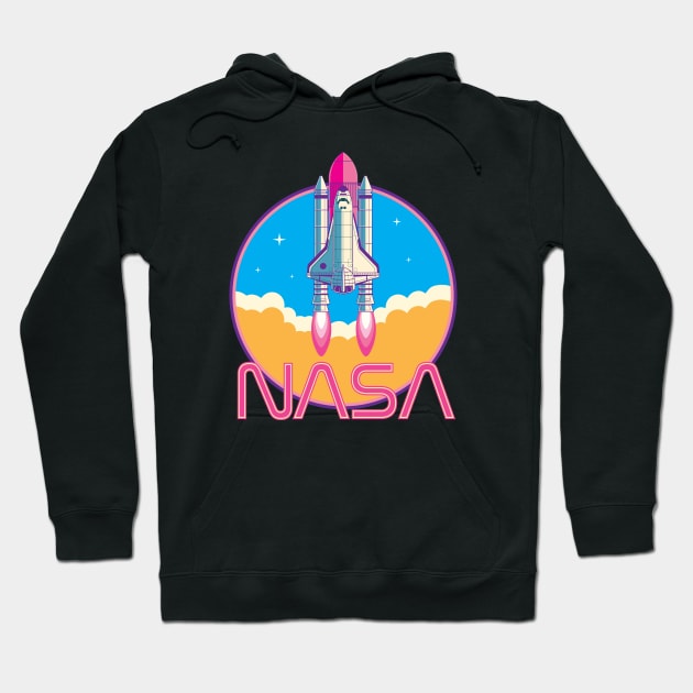 Nasa Girl Retro Logo Pink Hoodie by ericb